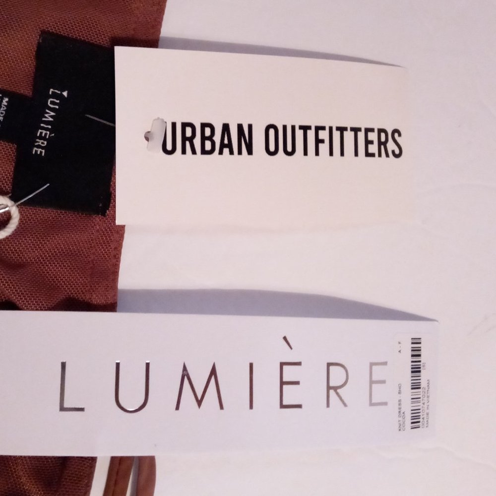 LUMIERE Ruched Cinch bodycon brown mini dress sz XS, S, M, L NWT - Picture 7 of 15